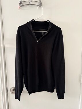 Tahari Black Men’s Quarter-Zip Cardigan Sweater